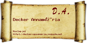 Decker Annamária névjegykártya